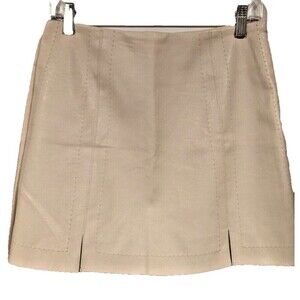 Alya Francesca's Vegan Leather Mini Skirt Beige Mod Style Women's Medium